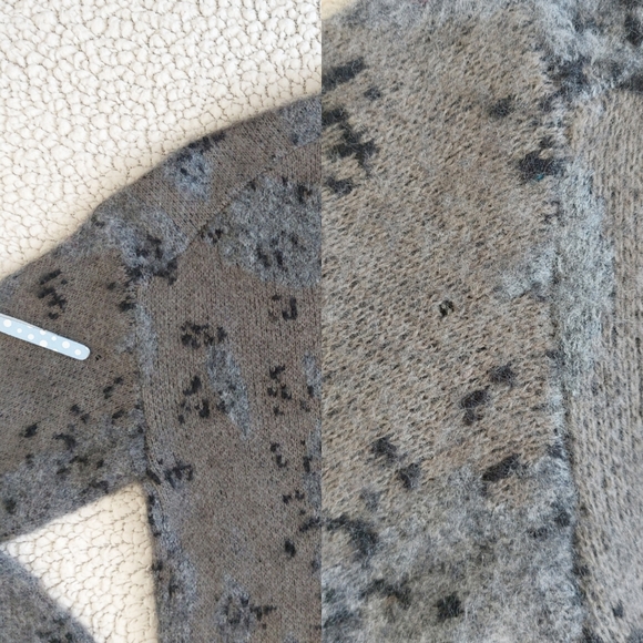 All Saints Wool Blend Mixed Media Texture Camo Cardi Women's Size S, oversized. - Picture 3 of 13